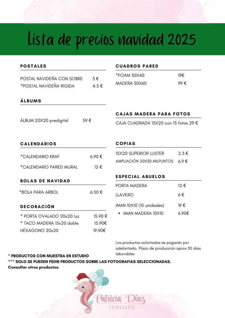 PRODUCTOS_PRECIOS_FOTOGRAFIA_L'HOSPITALET_NAVIDAD